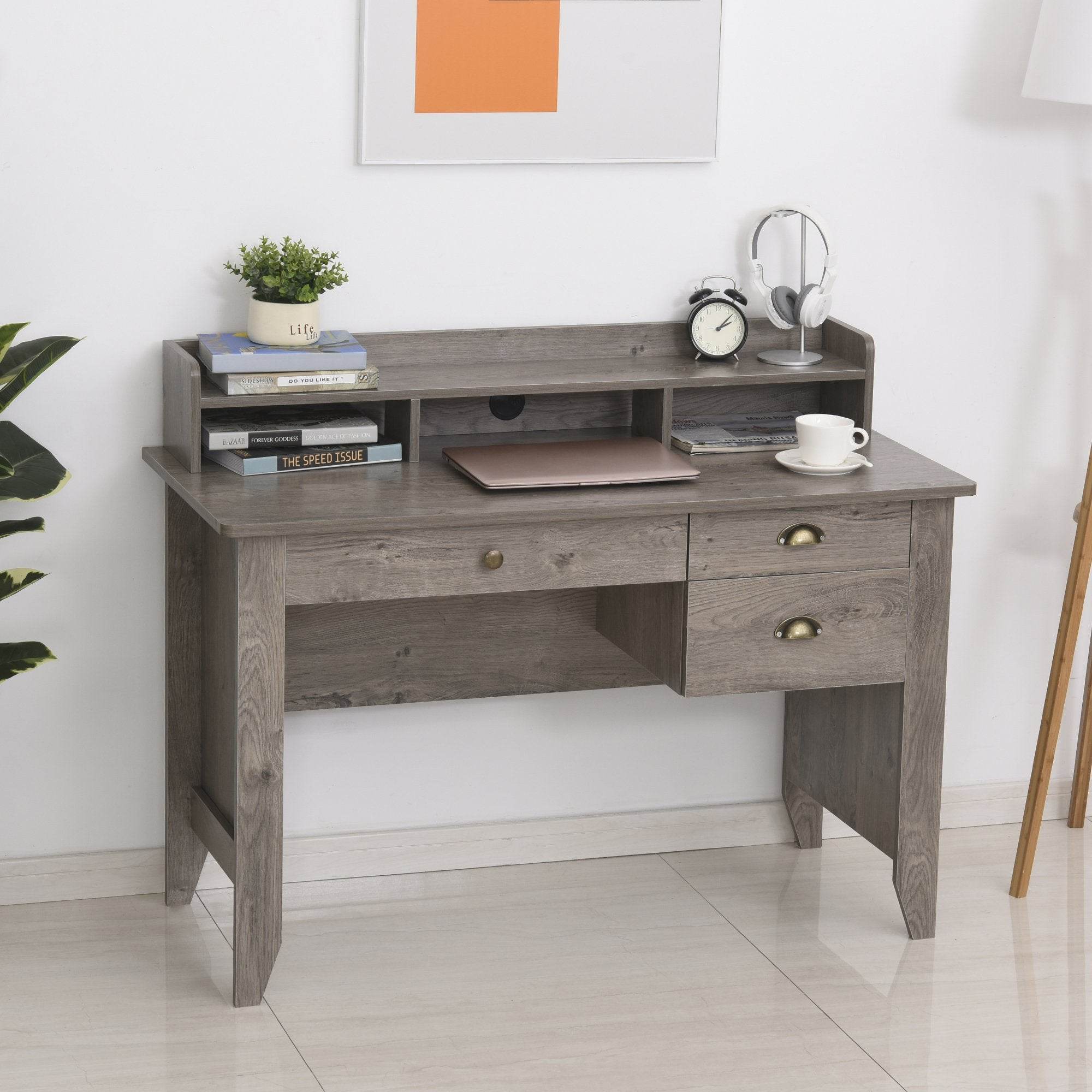 HOMCOM Computer Desk with Drawer,Storage Hutch,Home Office Writing - Big J's Showstoppin' Store